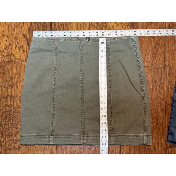Free People Modern Femme Olive Green Denim Skirt - Size 12 - Picture 4 of 5